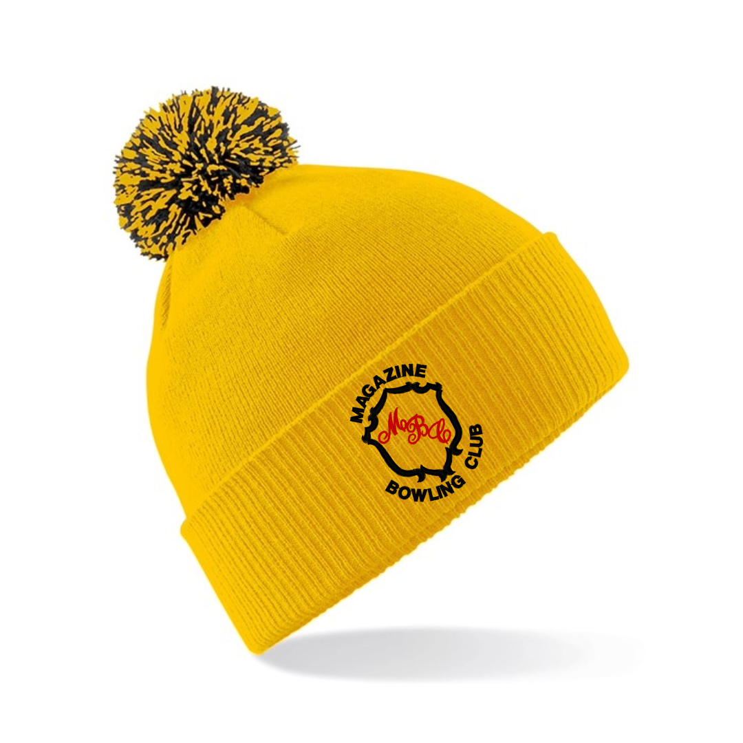 Gold Pom Pom Beanie - Magazine Bowling Club