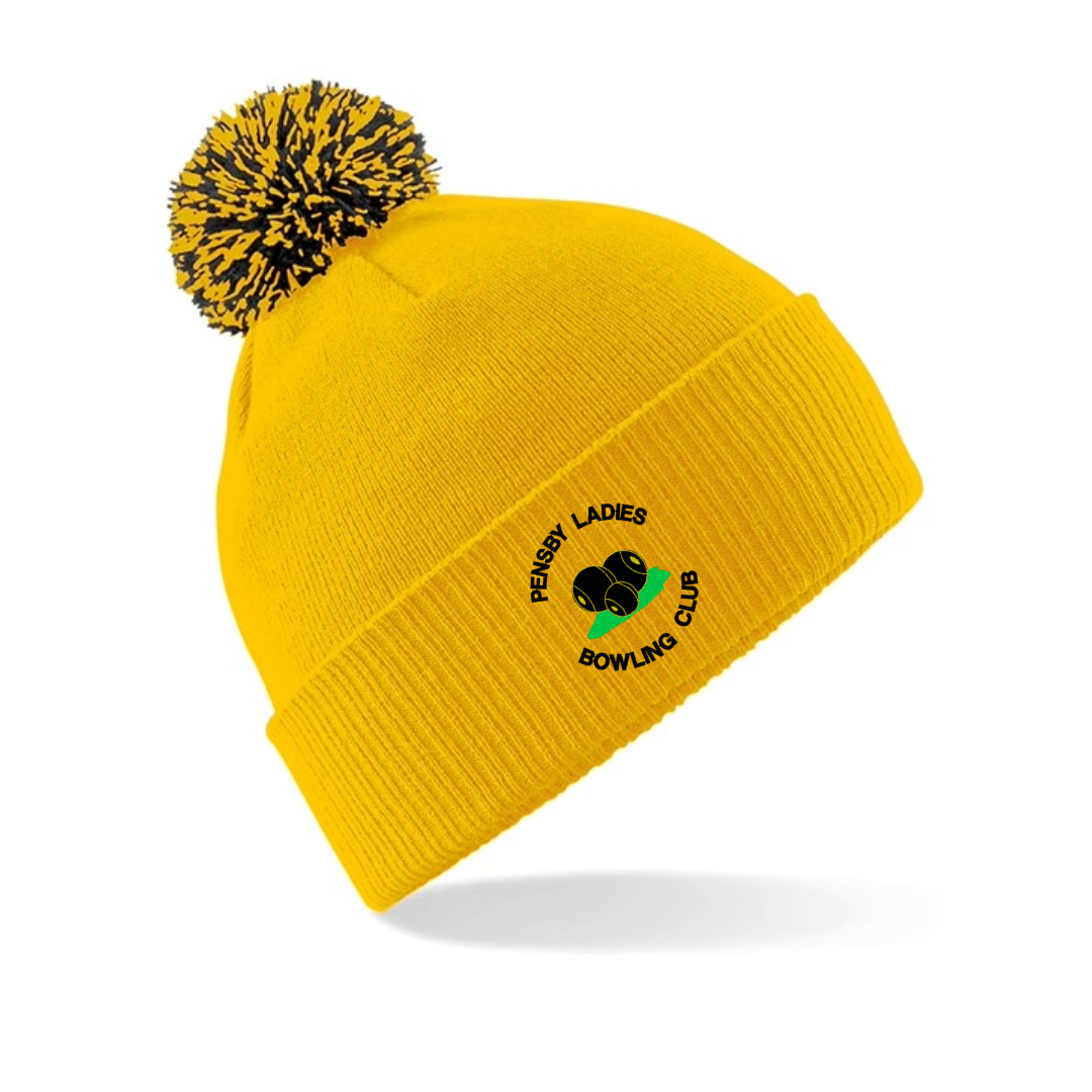 Yellow Pom Pom Beanie - Pensby Ladies Bowling Club