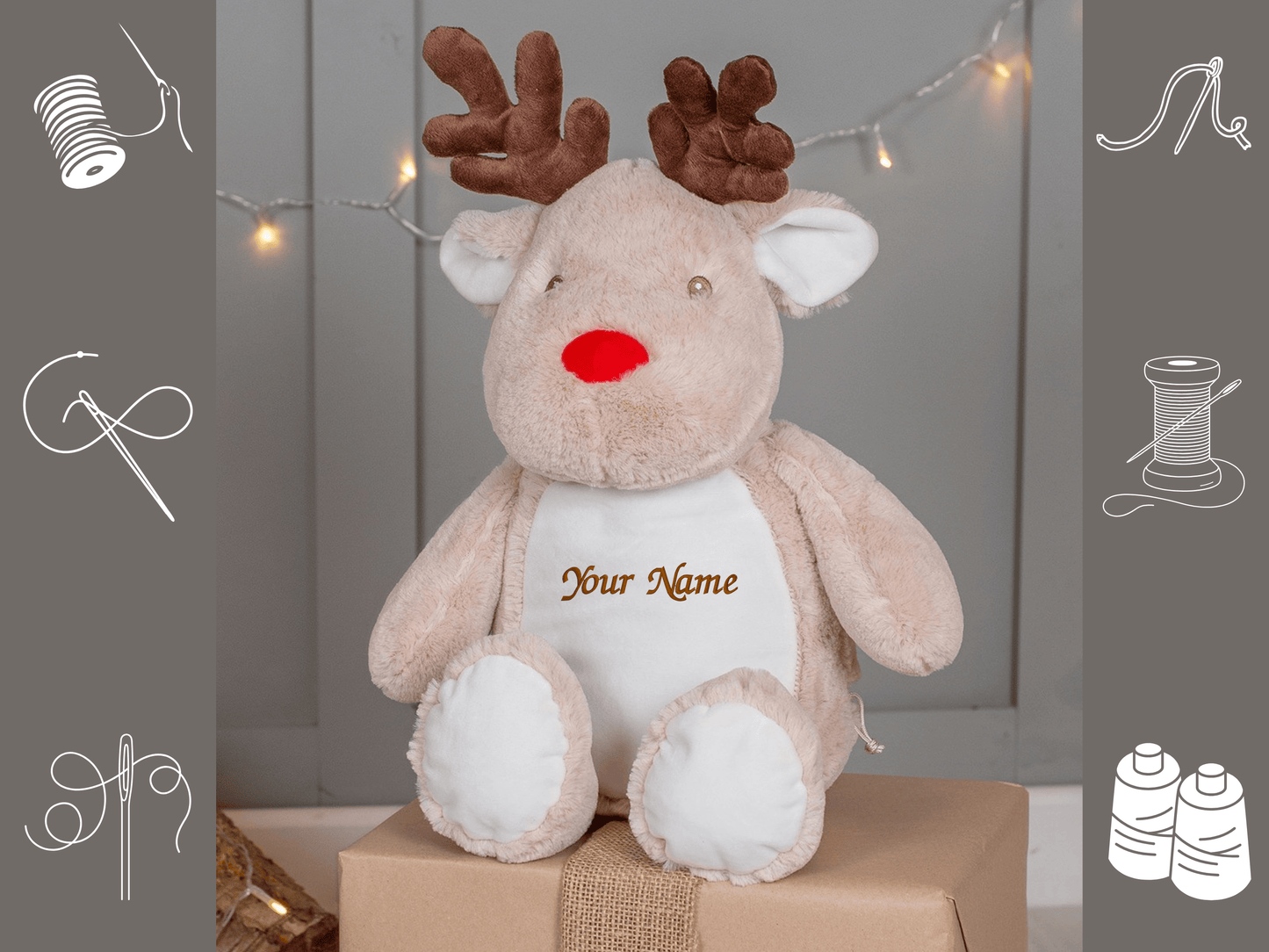 Personalised Embroidered Reindeer Plush Toy
