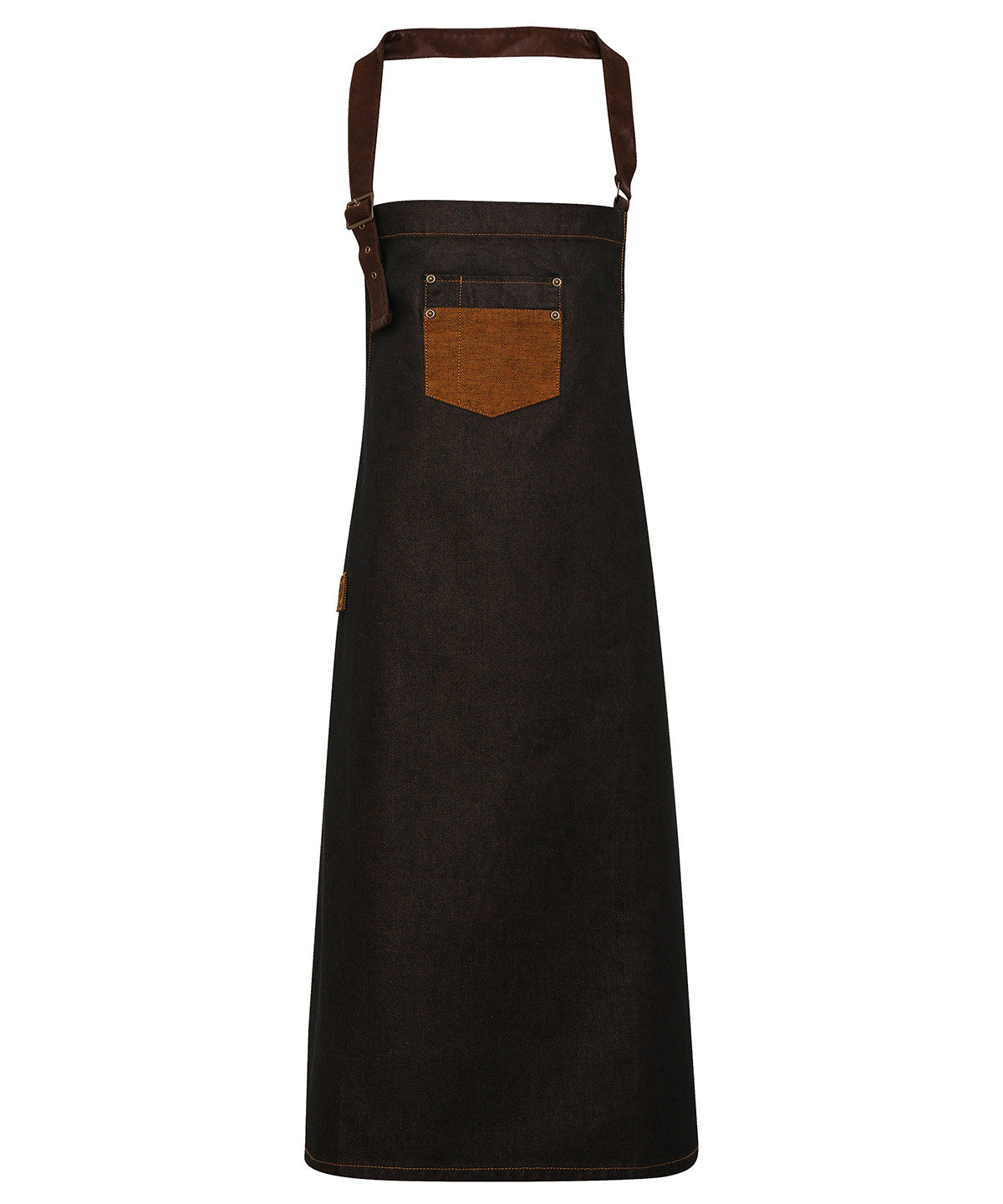 PR136 - Division waxed-look denim bib apron with faux leather