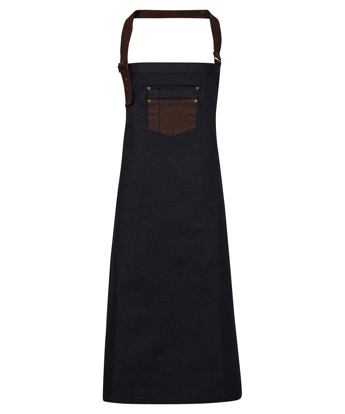 PR136 - Division waxed-look denim bib apron with faux leather