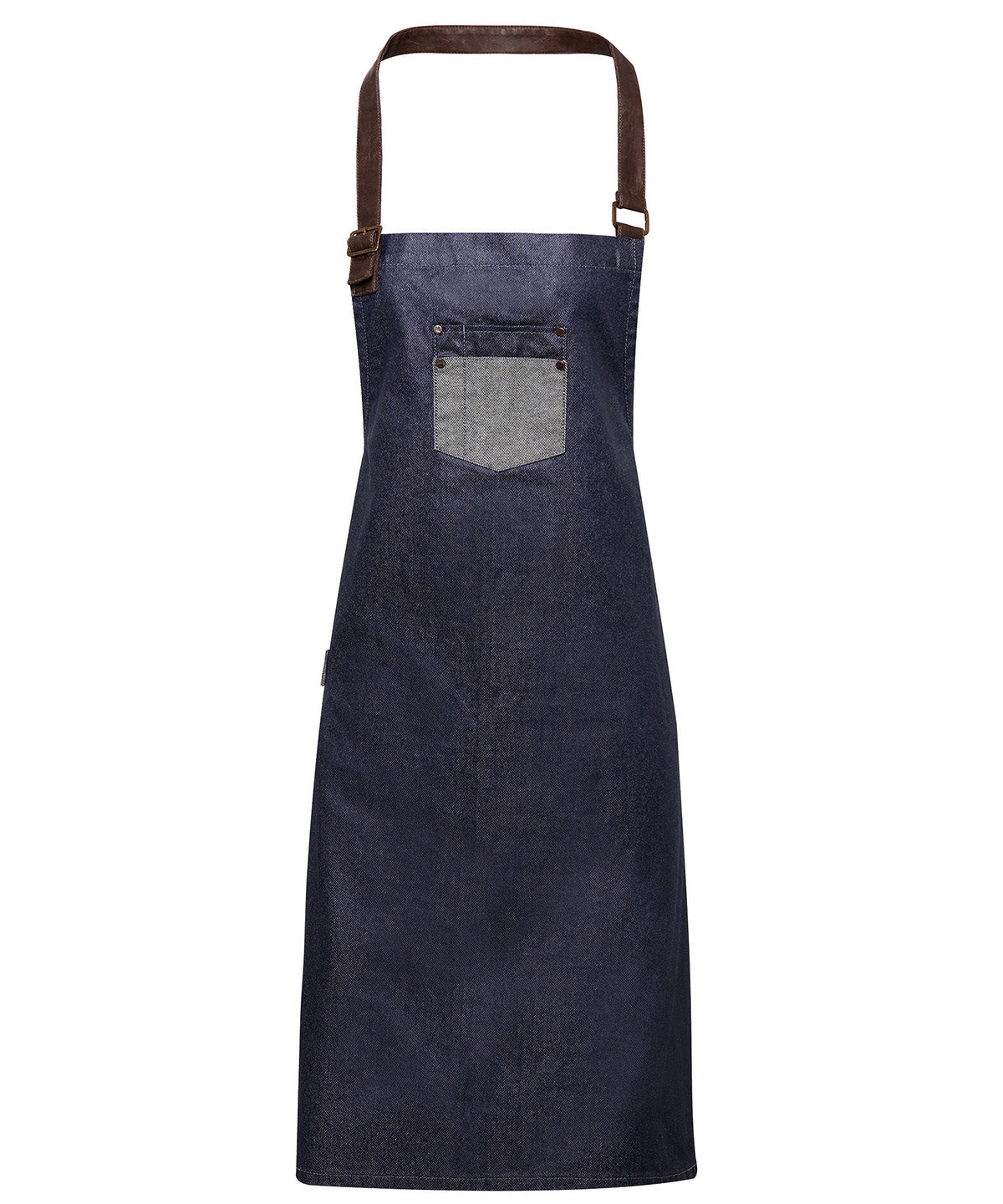 PR136 - Division waxed-look denim bib apron with faux leather