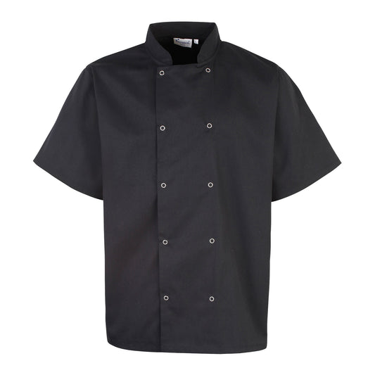 PR664 - Studded Front Short Sleeve Chef's Jacket