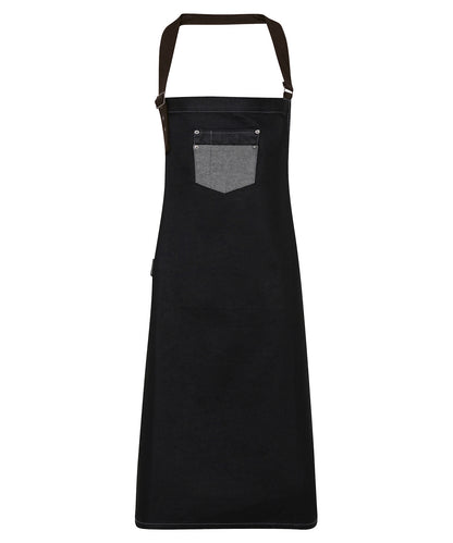 PR136 - Division waxed-look denim bib apron with faux leather