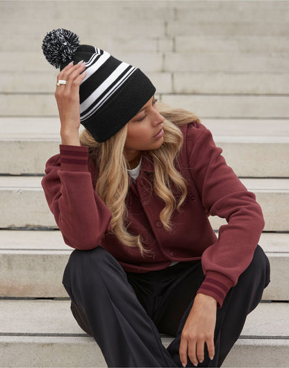 Striped Fan Beanie